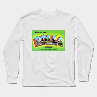 Greetings from Rolla Missouri, Vintage Large Letter Postcard Long Sleeve T-Shirt